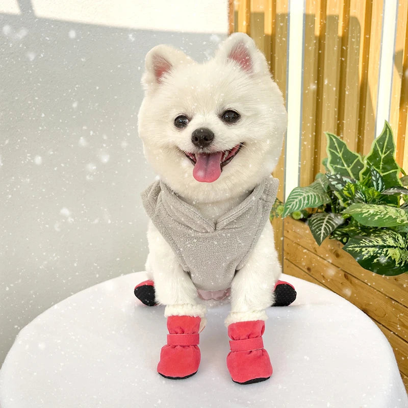 Winter Waterproof Dog Boots, 4Pcs Non-Slip Pet Shoes for Small Dogs, Outdoor Warm Puppy Socks, Dog Booties Accessories