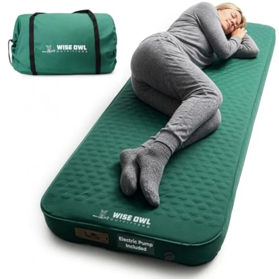 Self Inflating Sleeping Pad with Electric Pump 4" Camping Air Mattress Pad with Foam for Adults Camp Mat for Tent SUV and Road