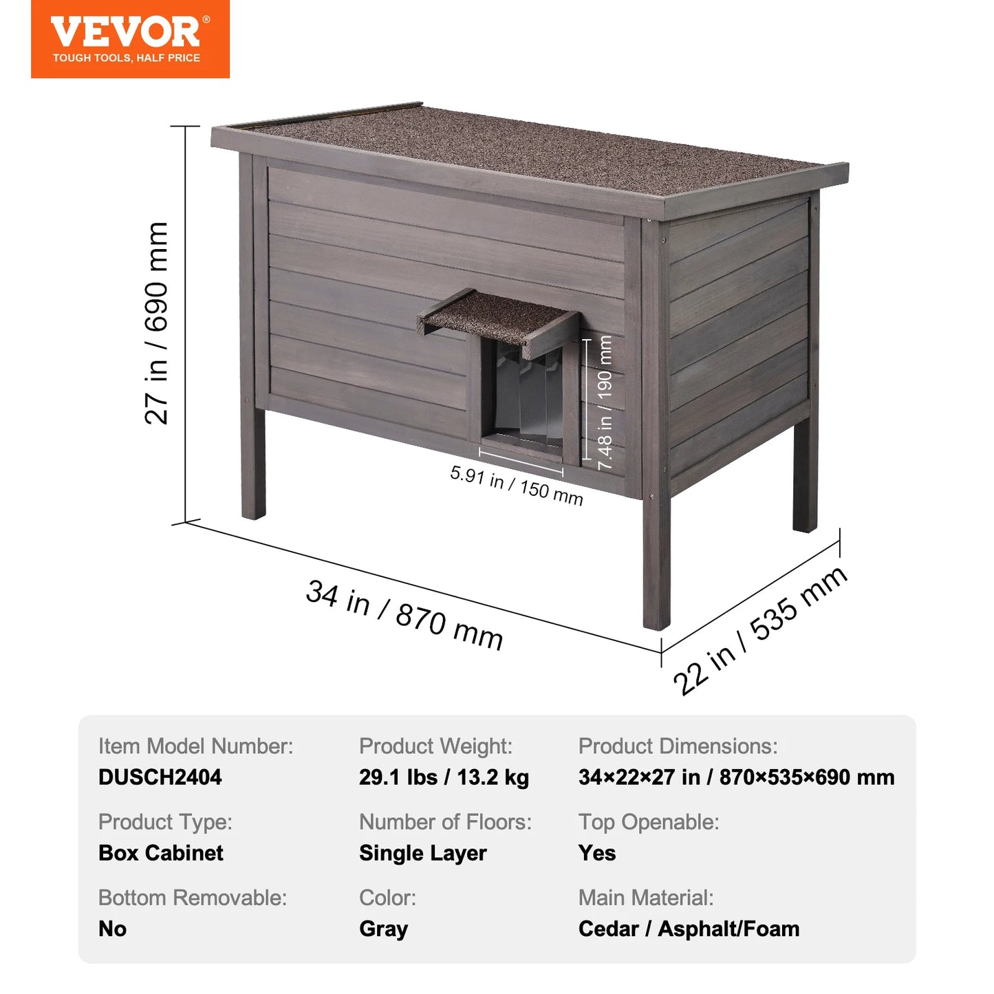 Outdoor Cat House Weatherproof, Feral Cat Shelter for Cat Outdoor Wooden Cat Rabbit House with All-Round Foam Insulated