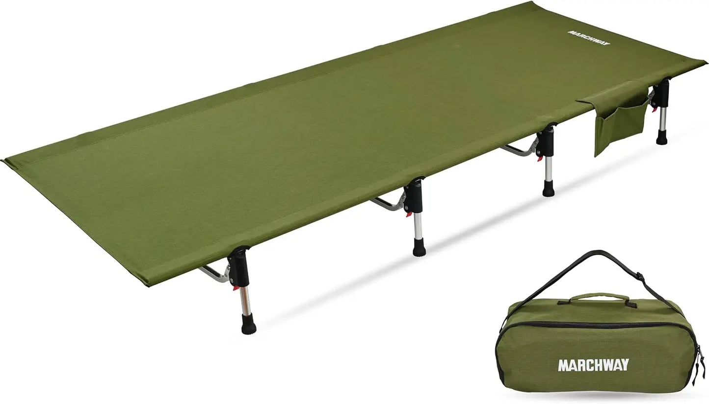 Lightweight Folding Camping Cot Bed with Lever Lock, Easy Setup Portable for Outdoor Travel, Hunting, Hiking, Motorcycling, Support 330 Lbs