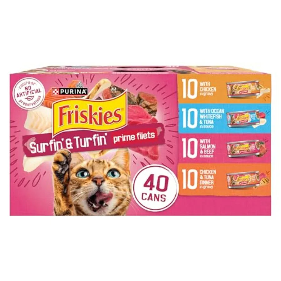 Gravy Wet Cat Food Variety Pack, Surfin' and Turfin' Prime Filets Favorites -.Cans