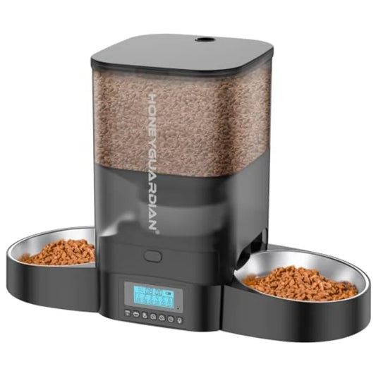 3.5 L Automatic Cat Feeder for Two Cats Food Dispenser with Stainless Steel Bowl Timed Cat Feeder Programmable 1-6 Meals Control