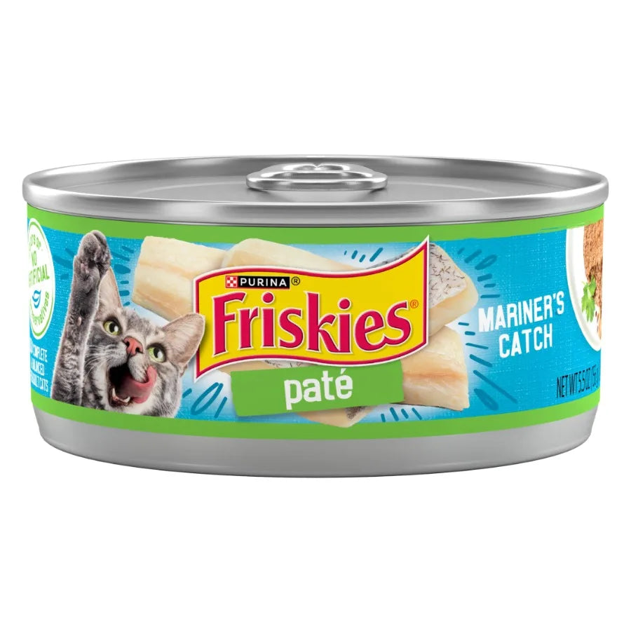 24 Pack Mariner's Catch, Fish Flavor Pate Wet Cat Food, 5.5 oz Can