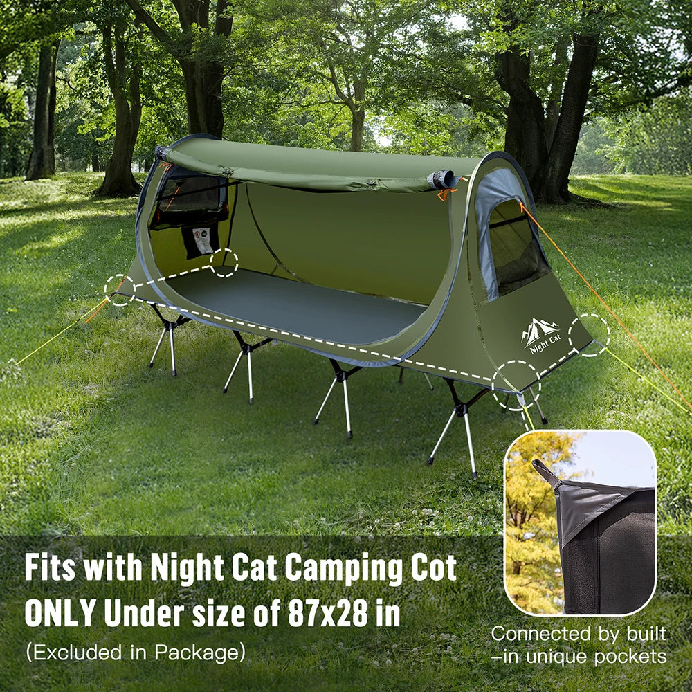 Pop-up Camping Tent: 1 Person Tent Waterproof Instant Easy Setup Tunnel Tent Fits for Camping Cot (Excluded)