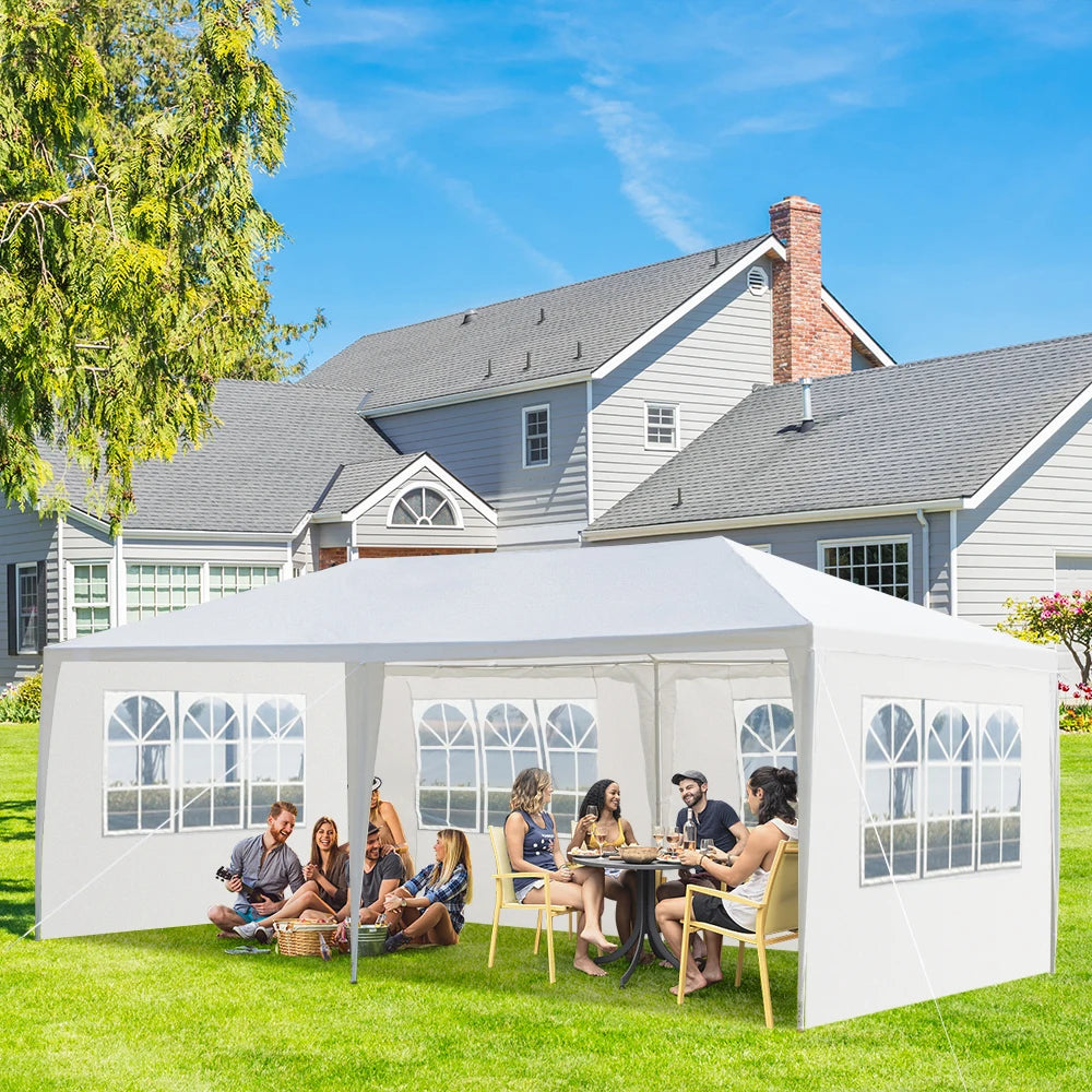10' X 20' Outdoor Party Tent with 4 Removable Sidewalls, Waterproof Canopy Patio Wedding Gazebo, White