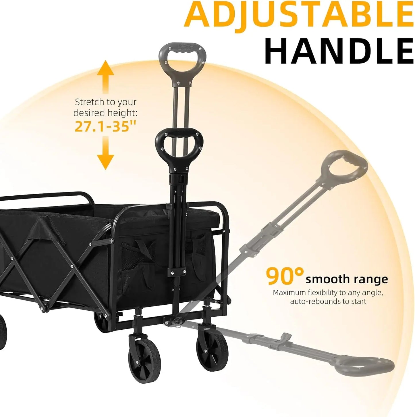 Collapsible Folding Wagon Cart with Wheels, 220 LBS Capacity, Lightweight Portable Utility Cart