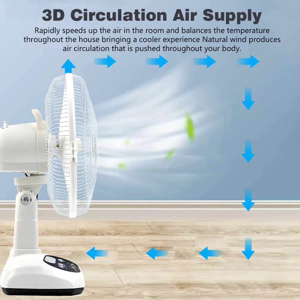 Rechargeable Fan With Solar Panel USB Charging Desk Fan, 90 Degree Oscillation 2-Speed Adjustable Portable Solar-Powered Fan With LED Night Light Phone Charging Output for Outdoor Camping Home Use