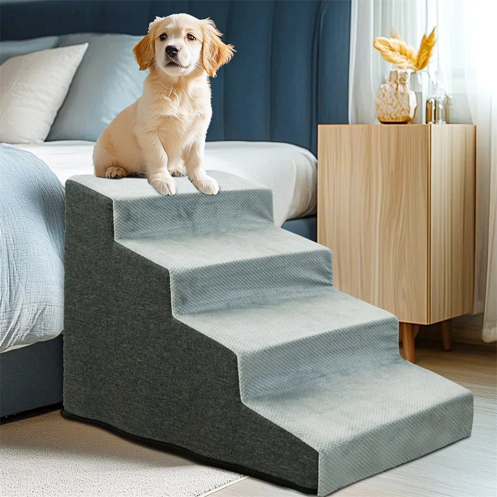 Pet 3/4/5 Step Stair Dog Cat Ramp Ladder High-Density Foam Sponge Dogs Sofa Removable and Washable Training Pet Ramp Stairs