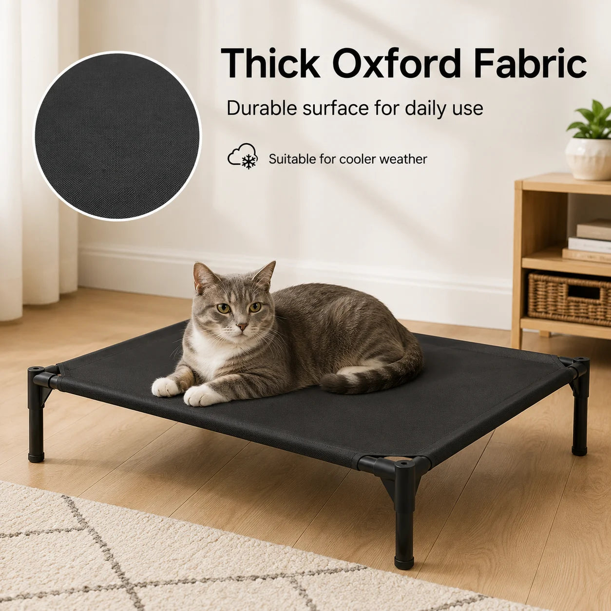 Elevated Pet Bed Raised Dog Cot Breathable Mesh Oxford Fabric Easy Clean Stable Frame Indoor Use for Large Medium Small Dogs