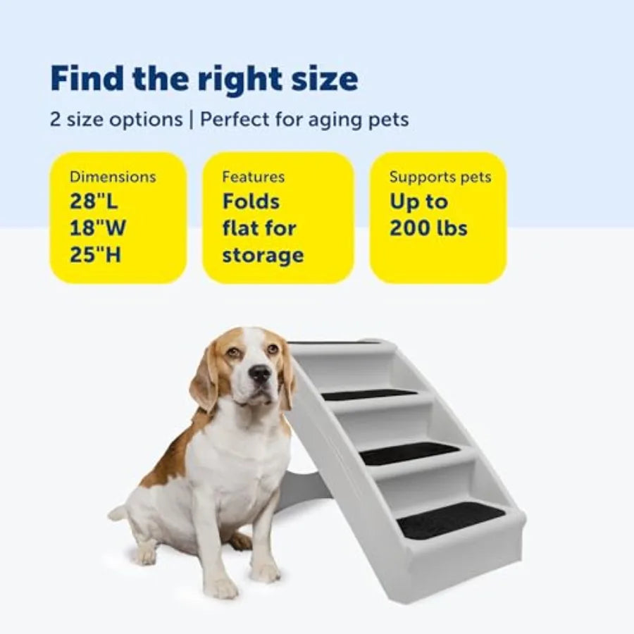 Folding Dog Stairs Portable door/Outdoor Pet Steps for a Couch Grey