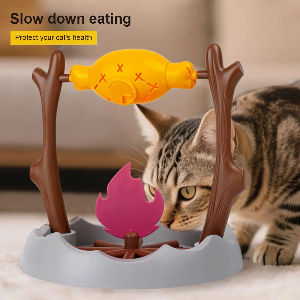 Cats Treat-Dispensing Slow Feeder 360° Rotating Pets Dry Food Dispenser Cats Slow Feeding Snack Bowl for Cat Dog Pet