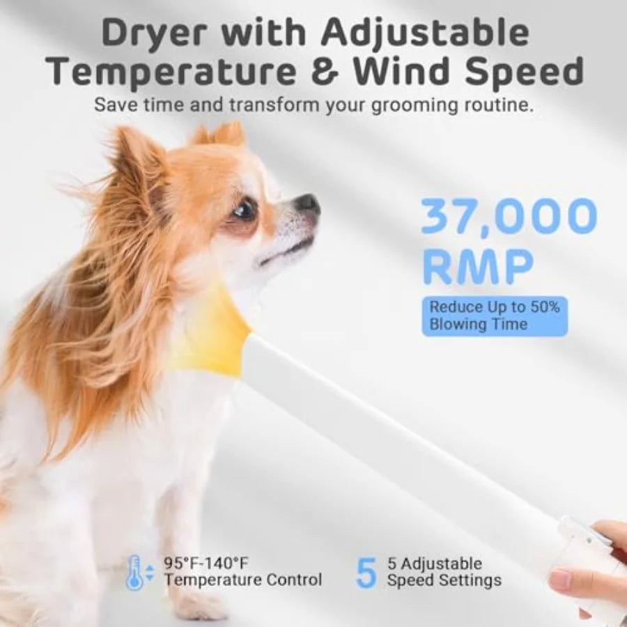 D23 Pro Pet Grooming Kit for Dogs: Vacuum Dog Brush and Dog Trimmer with 95F-140F Adjustable Temperature 23000 PA Suction Adjustments