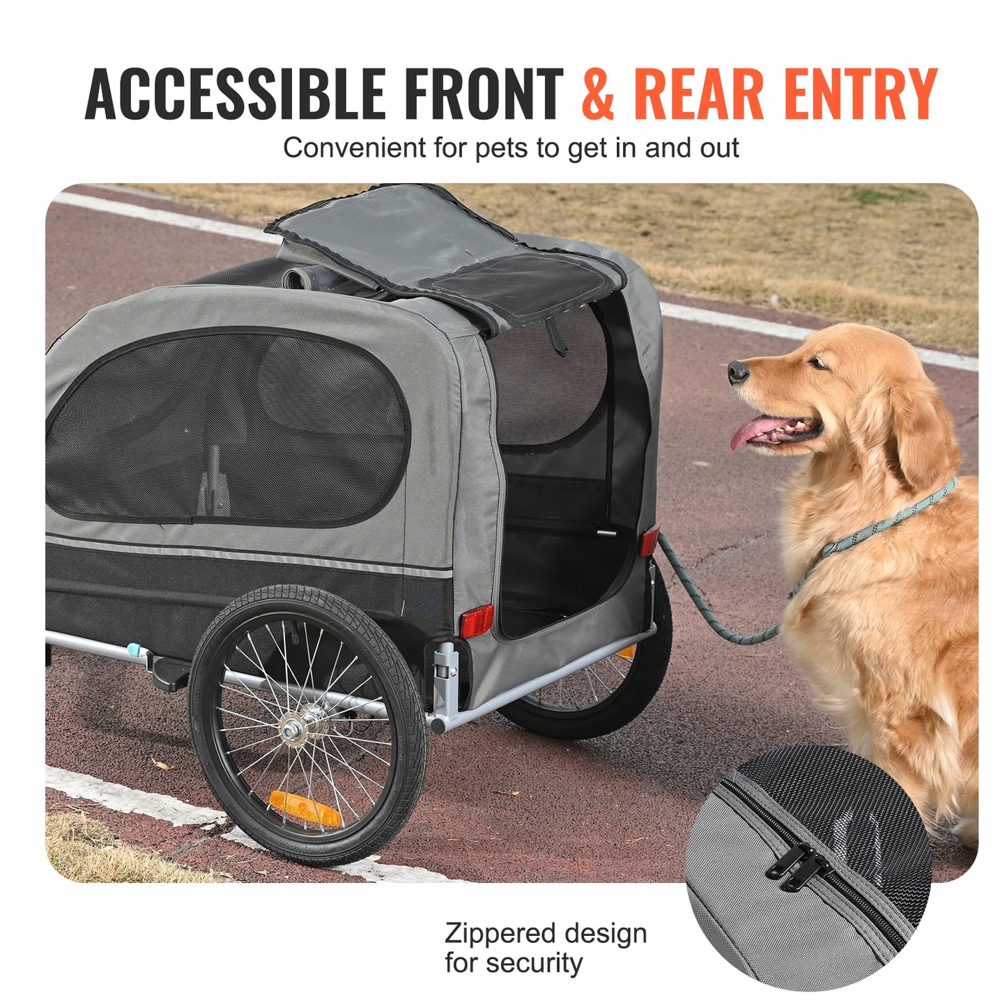 88lbs Dog Bike Trailer Pet Cart Bicycle Carrier With Wheels Coupler Reflectors Flag Collapsible to Store for Dogs