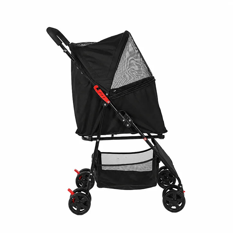 Lightweight Pet Stroller for Small Dogs Foldable 4 Wheel Dog Cat Stroller Portable Travel Pet Pram with Storage Basket
