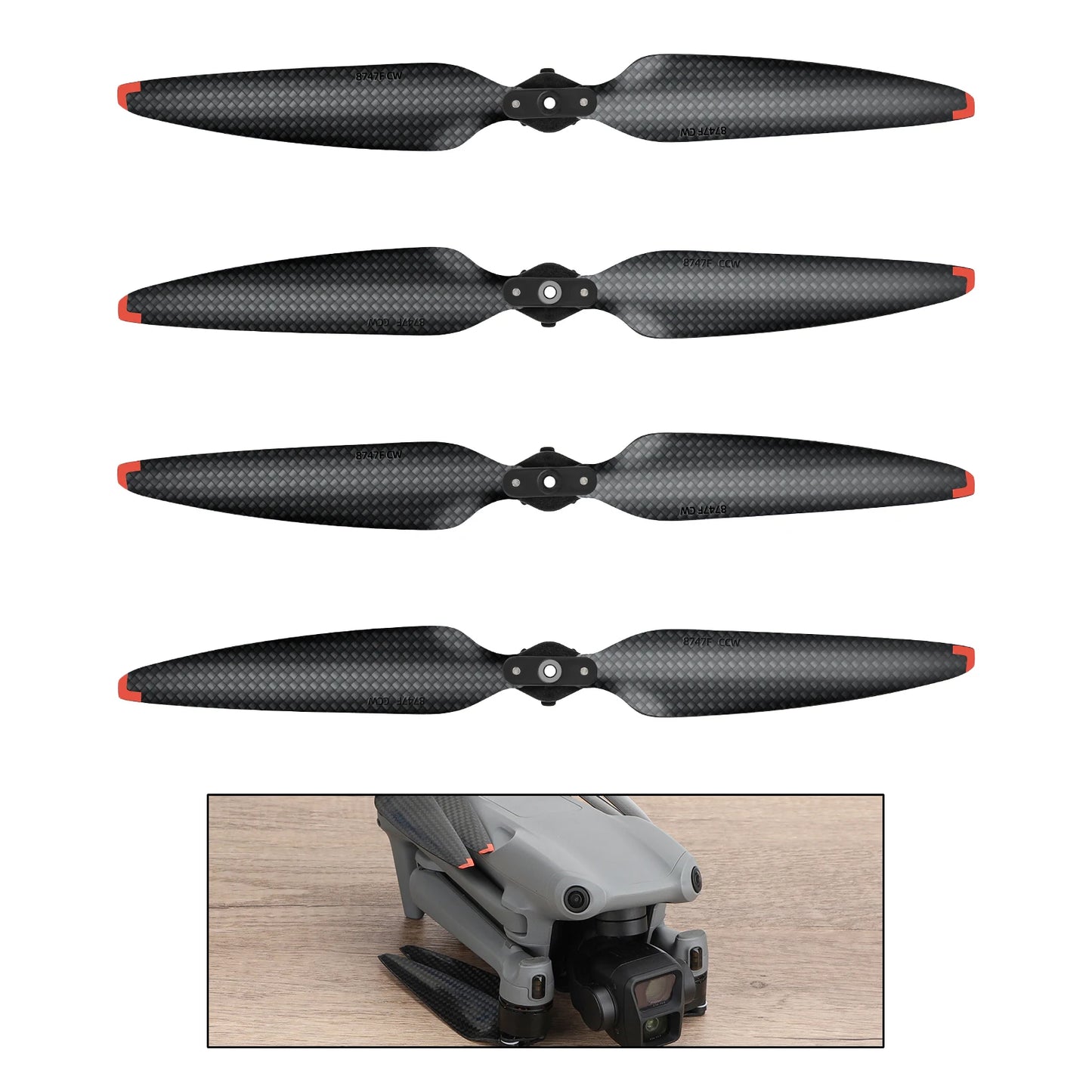 2 Pairs Durable 8747F Low Noise Carbon Fiber Propeller Replacement Parts Fittings For DJI AIR 3 Winds Drone Accessories