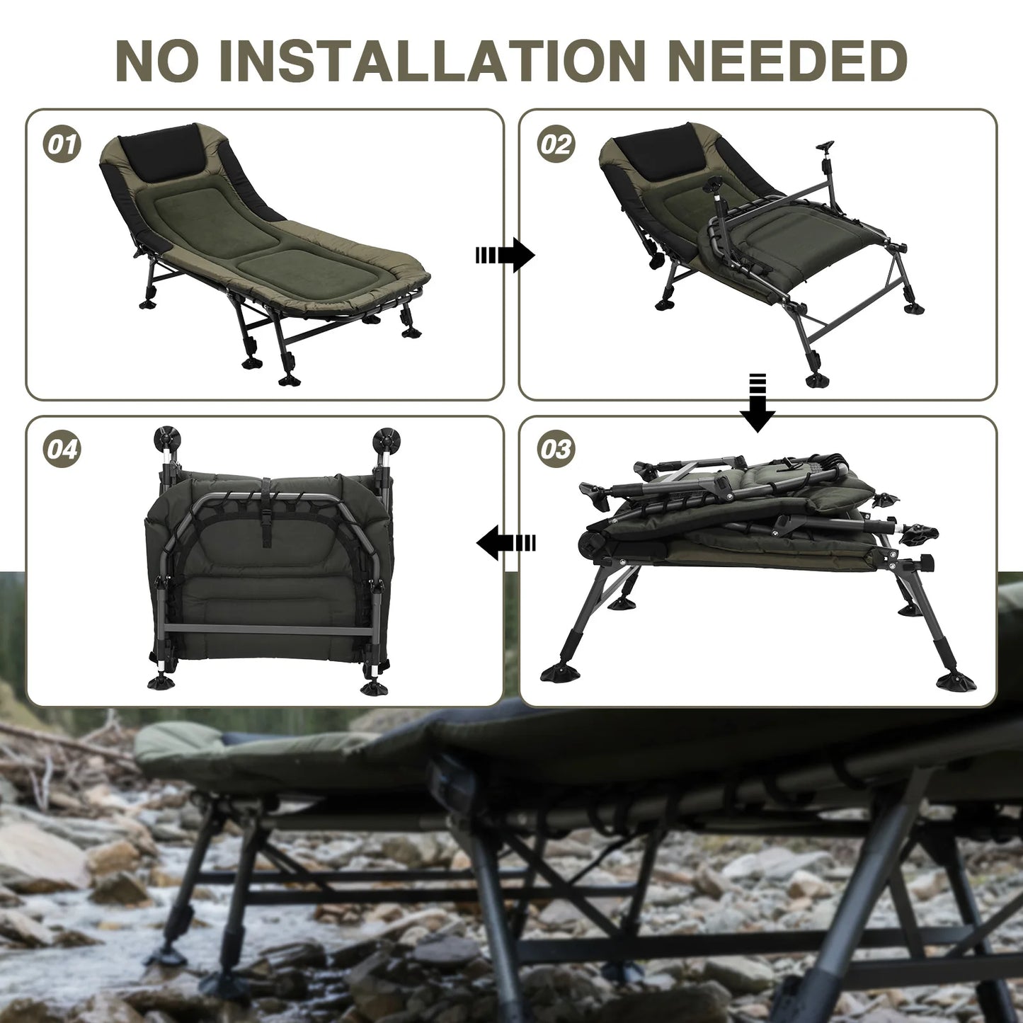 33in Wide Camping Cots with Carry Bag Adjustable Fold Up Bed Holds Up To 397LBS Easy To Set Up for Outdoor Travel Beach Hiking