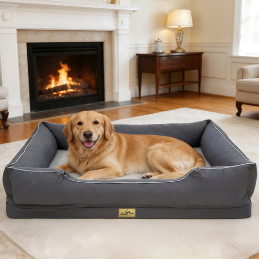 Jumbo Large Orthopedic Dog Bed Waterproof Pet Crate Couch Bolster Calming Nonslip Bottom
