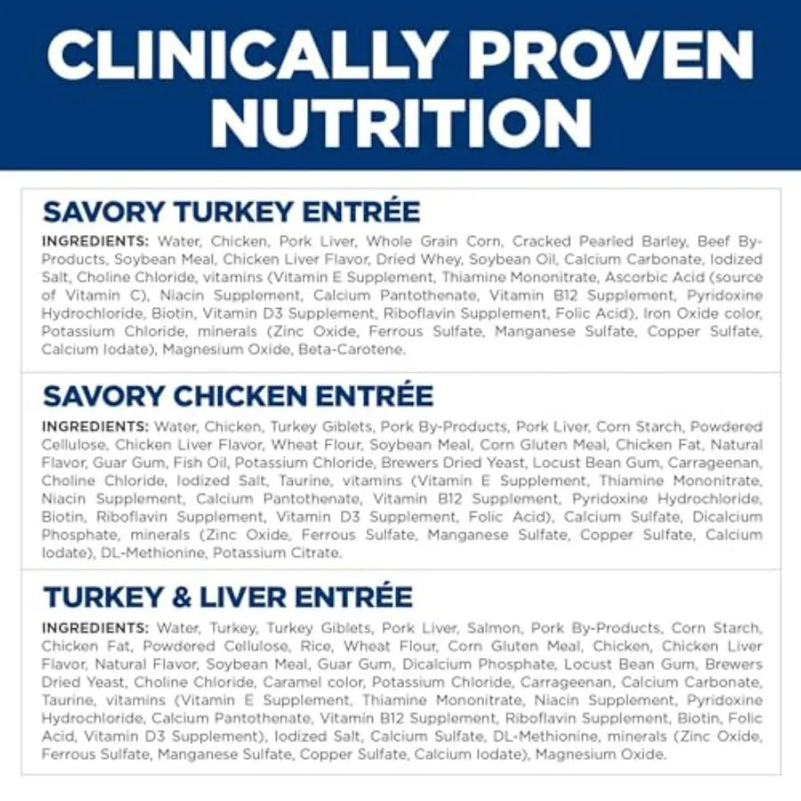Adult 1-6 Wet Cat Food Variety Pack, Savory Entrée, Chicken, and Turkey, Cans, 12-Pack