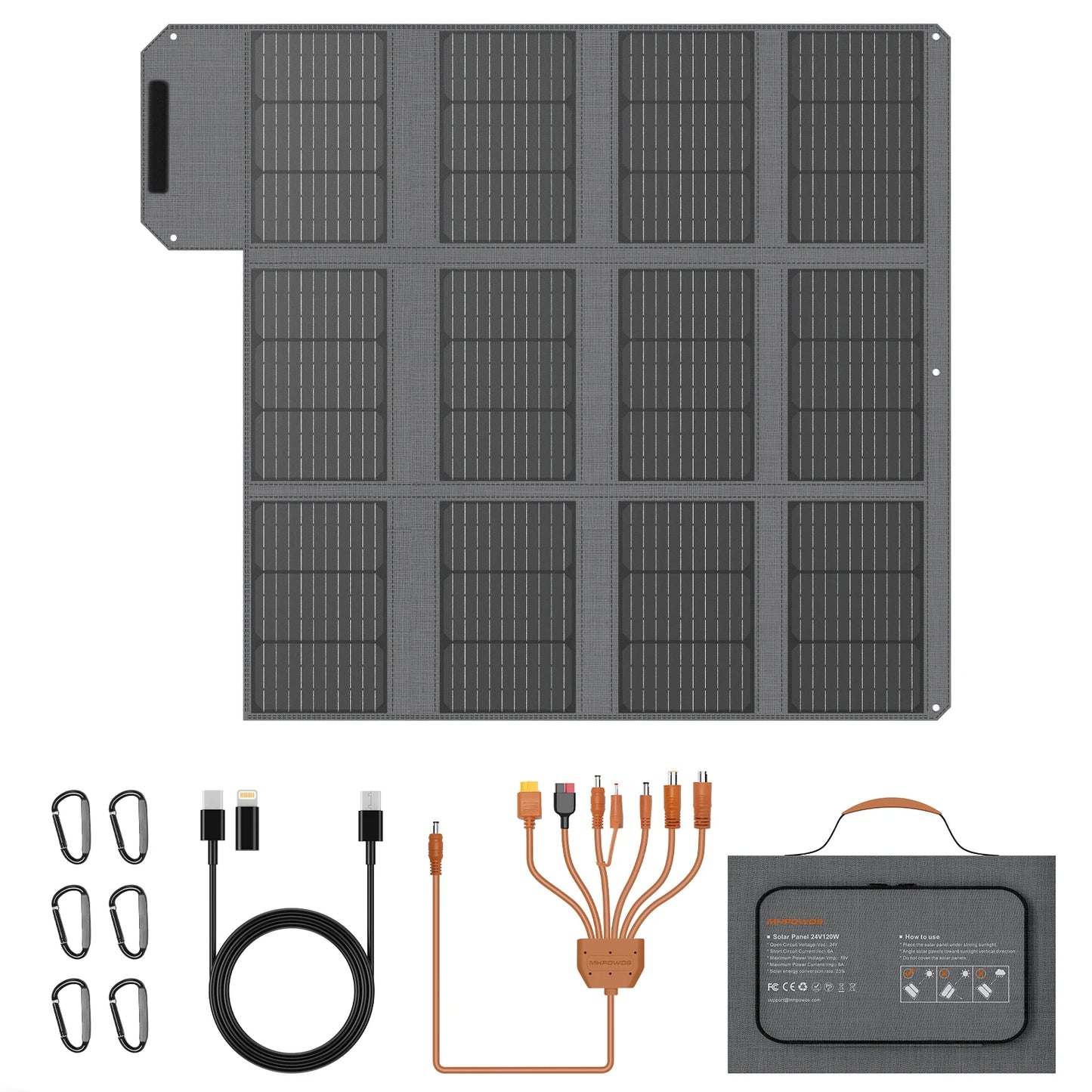 120W/80W/40W Foldable Solar Panel USB C/USB A/DC Output Solar Charger For Cell Phone Outdoor Waterproof Power Bank for Camping