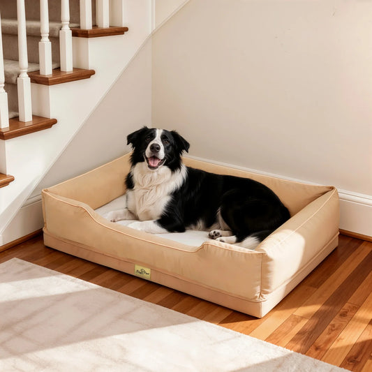 M/L/XL/2XL/3XL Orthopedic Dog Beds Oxford Bolster Foam Base Pet Dogs Couch Sofa Lounger Bed Waterproof Lining Removable Cover