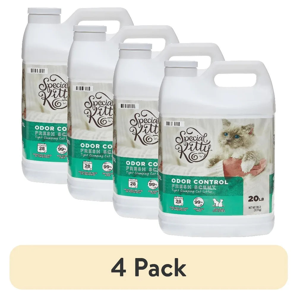4-Pack Special Kitty Clumping Clay Cat Litter Fresh Scent 20lbs Jug Odor Control Fast Clumping Cat Sand for All Cats