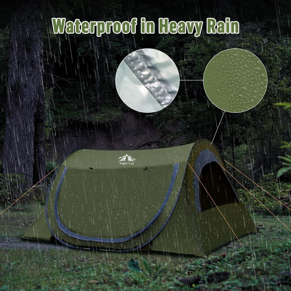 Pop Up Tent 2 Person with Mosquito Net: Waterproof Camping Tent Easy Setup for Picnic Festival in Park Backyard