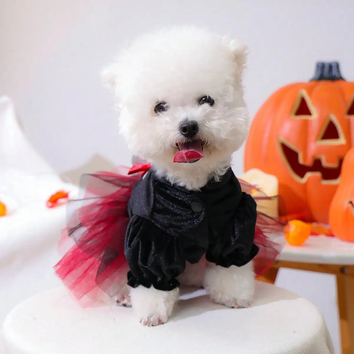 Pet Halloween Dress Bow Skull Pattern Puppy Girl Tulle Dress Pet Pirate Costume For Small Dogs And Cats