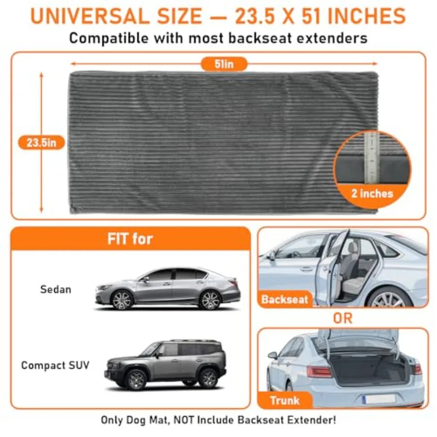 Dog Bed Mat for Car Backseat Non-Slip Waterproof Car Seat Mat for Dogs and Pets with 2-Inch Thick Foam and Easy Clean Dog Pad Cushion