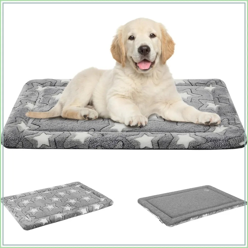 Reversible Dog Crate Pad - Cool & Warm, Machine Washable, Cozy Star Pattern, All-Season Pet Bed for Small, Medium, Large Dogs, 30" x 20"