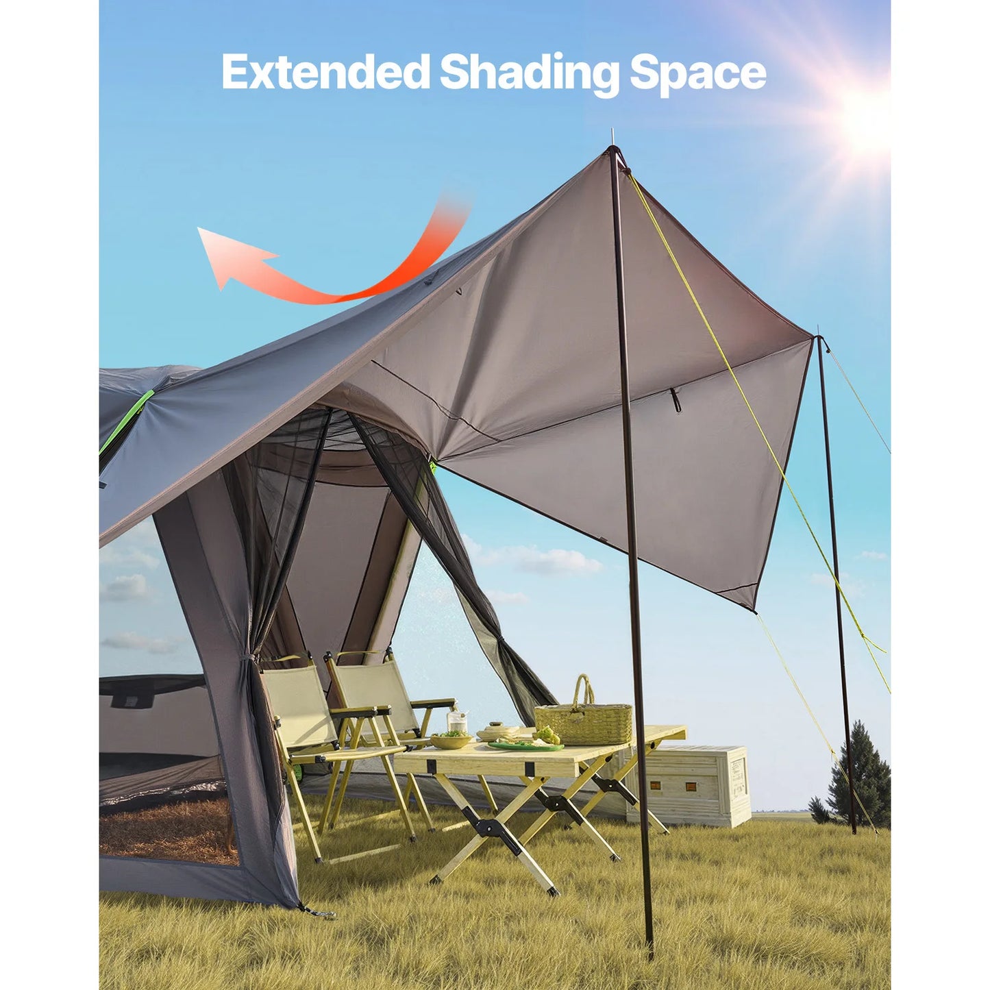 SUV Tent for Camping Waterproof PU2000mm Spacious Double Layer Design SUV Camping Tent with Shade Awning, Mesh Windows