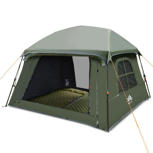 4 Person Pop Up Camping Tent, Blackout Cabin Tent with Vestibule & Rainfly, Waterproof Instant Easy Setup Family Tent, Dark Room Outdoor Tent for Camping, Hiking, Backyard