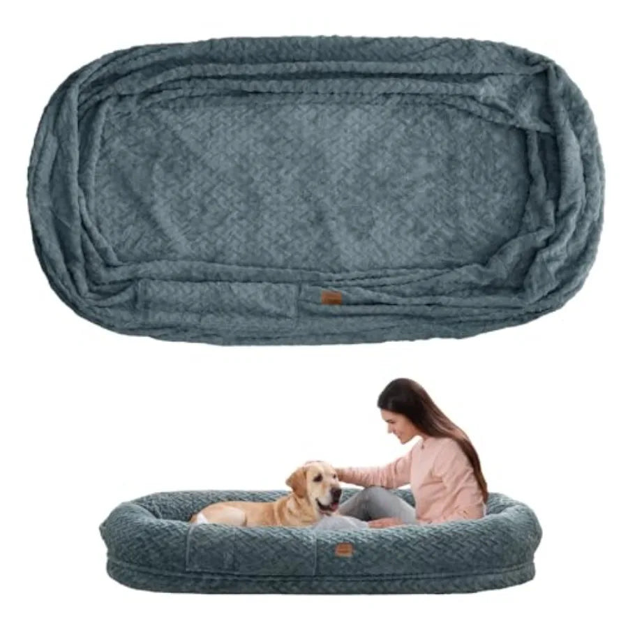 Human Dog Bed Cover - Luxury Faux Fur Giant Size Dog Bed Cover 72" x 40" x 10"