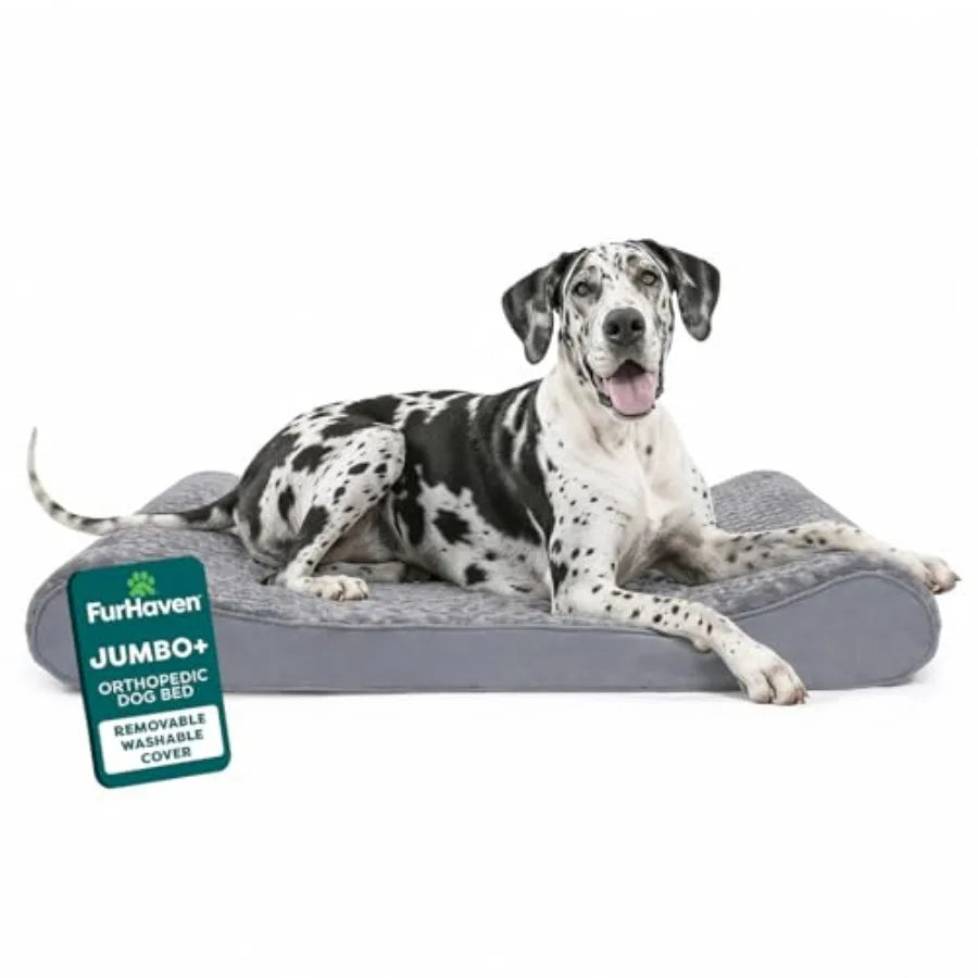 Cooling Gel Dog Bed for Large Dogs w/ Removable Washable Cover For Dogs Up to 150 lbs - Ultra Plush Faux Fur Suede Luxe Lounger