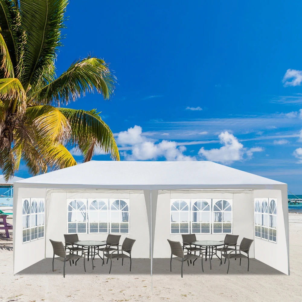 10' X 20' Outdoor Party Tent with 4 Removable Sidewalls, Waterproof Canopy Patio Wedding Gazebo, White