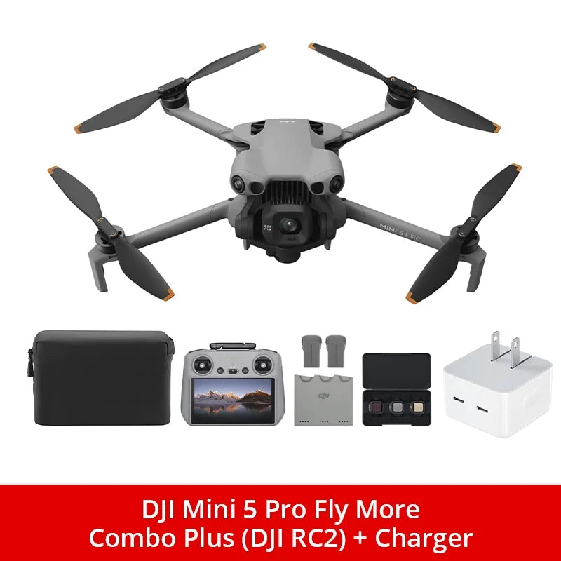 Mini 5 Pro Fly More Combo Plus FPV Drone With Camera Strobe Light & Charger & Cleaning Kit Mini Drones 4k Professional Omnidirectional Obstacle Sensing ActiveTrack
