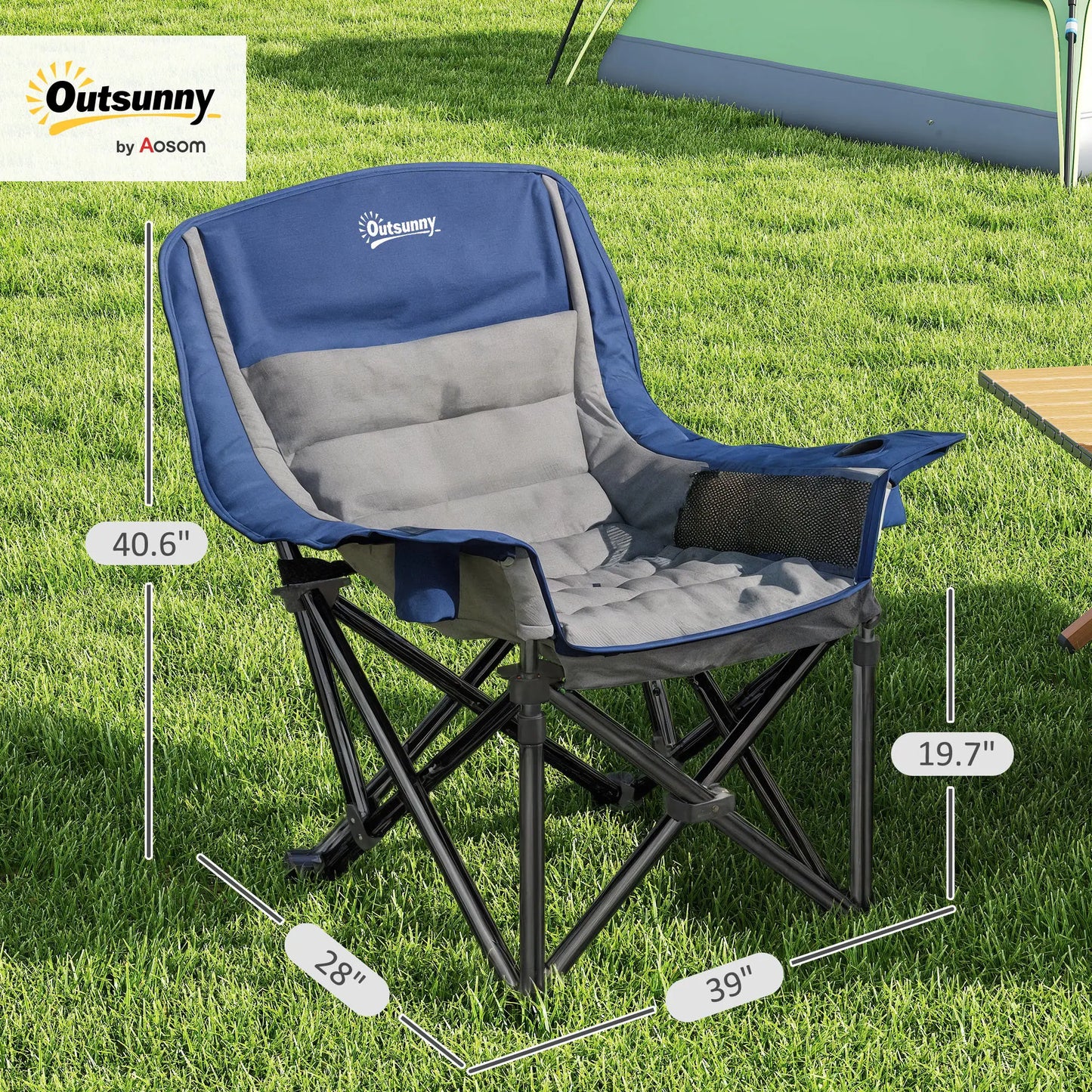 Camping Chair for Adults, Portable Folding Chair, Light Gray
