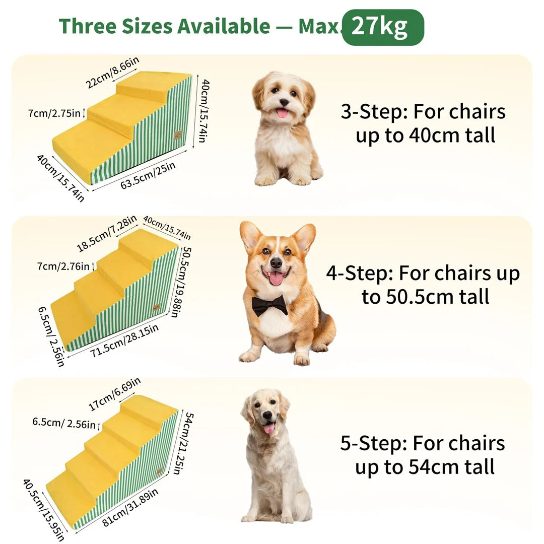 Pet Stairs for Dogs High-Density Foam Gentle Slope Access Ramp 3/4/5 Steps Safe Dog Ramp for Pet Accessibility