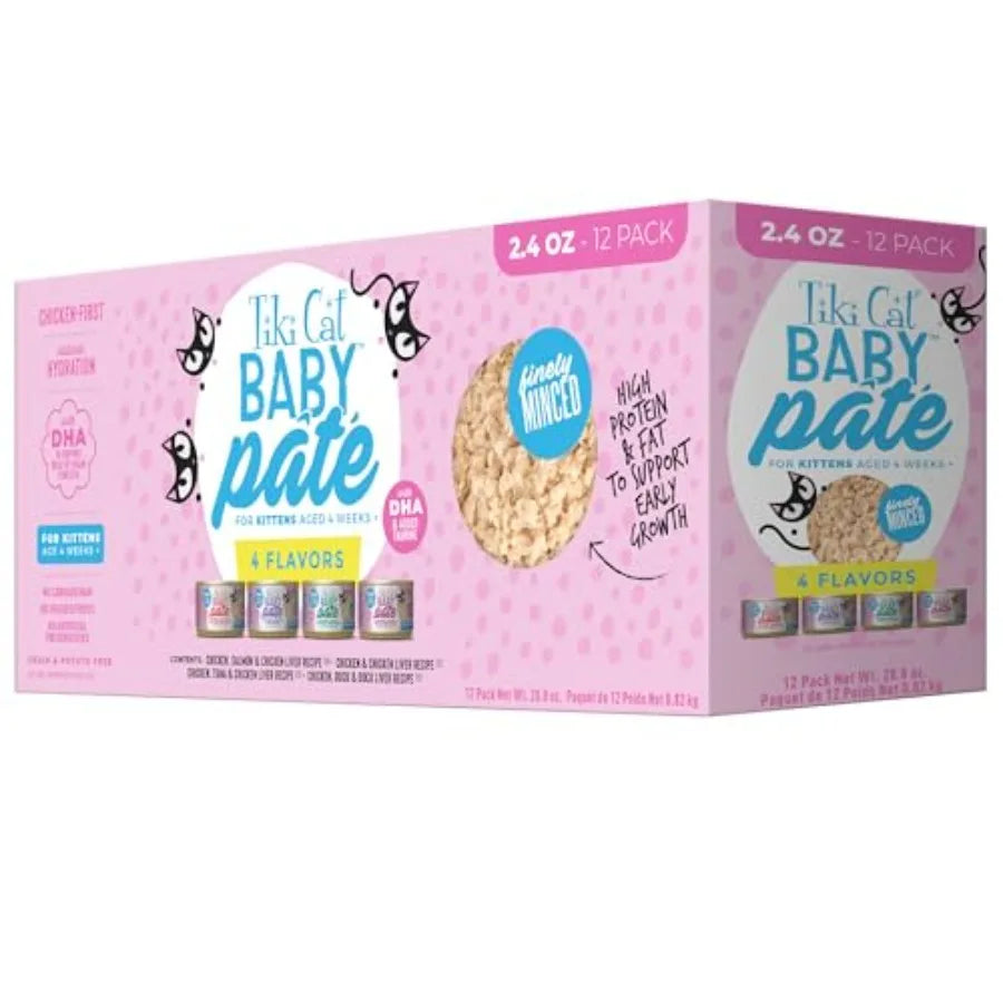 Baby Pate Wet Cat Food for Kittens Variety Pack, 2.4 oz. Cans 12 Count