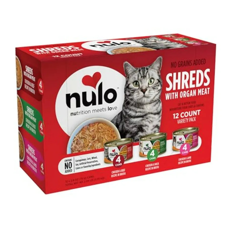 Real Shreds with Organ Meat Wet Canned Cat Food,,, 12 Cans
