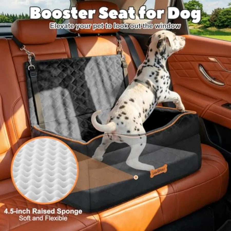 Dog Car Seat Dog Booster Seat Under 50lbs or 2 Dogs Washable Pet Car Seats with 2 Safety Easy Dogs Sofa Bed Cushion
