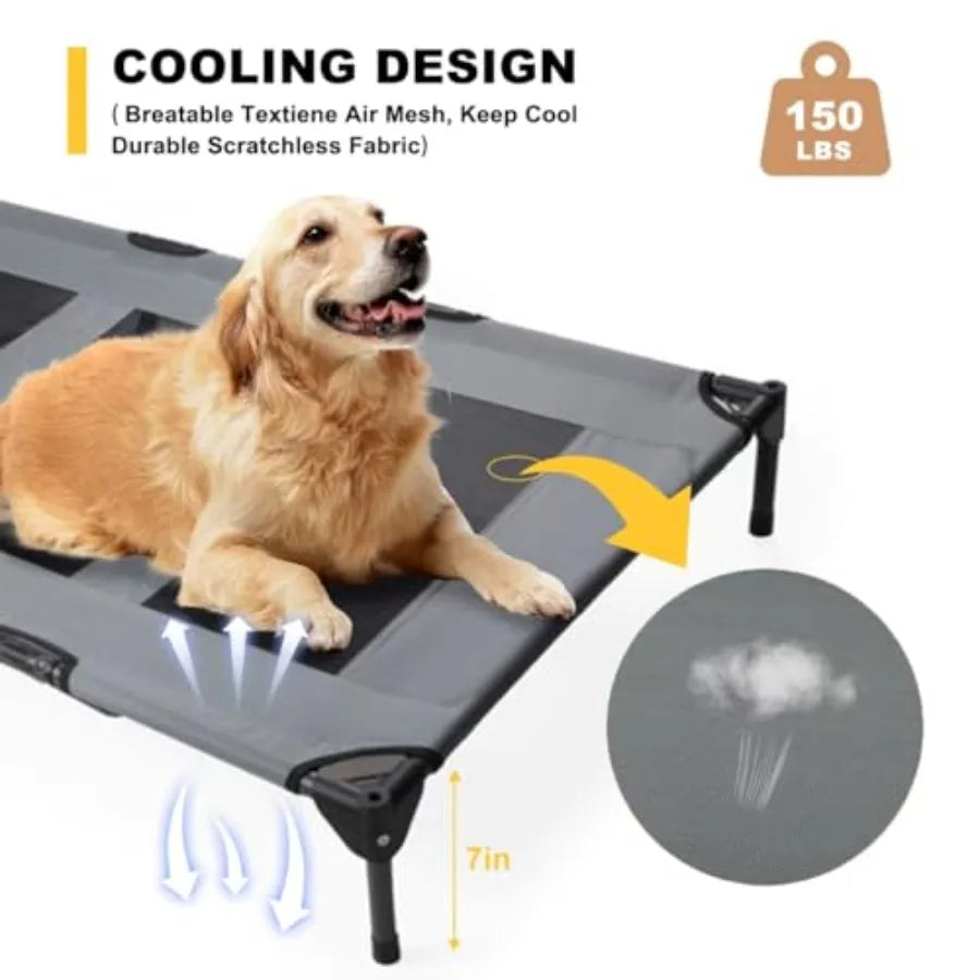 Elevated Dog Bed with Canopy 48-inch Waterproof Pet Cot Portable Outdoor Pet Bed with Carry Bag Indoor/Outdoor Cooling Canopy