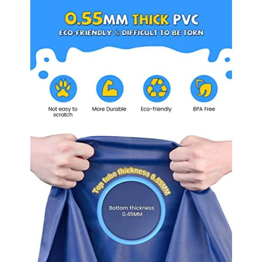 Non-Slip Splash Pad for Everyone and Pets, Thickened Sprinkler Pool Summer Outdoor Water Toy Backyard Fountain Play Mat for Everyone, Including Pets 97"