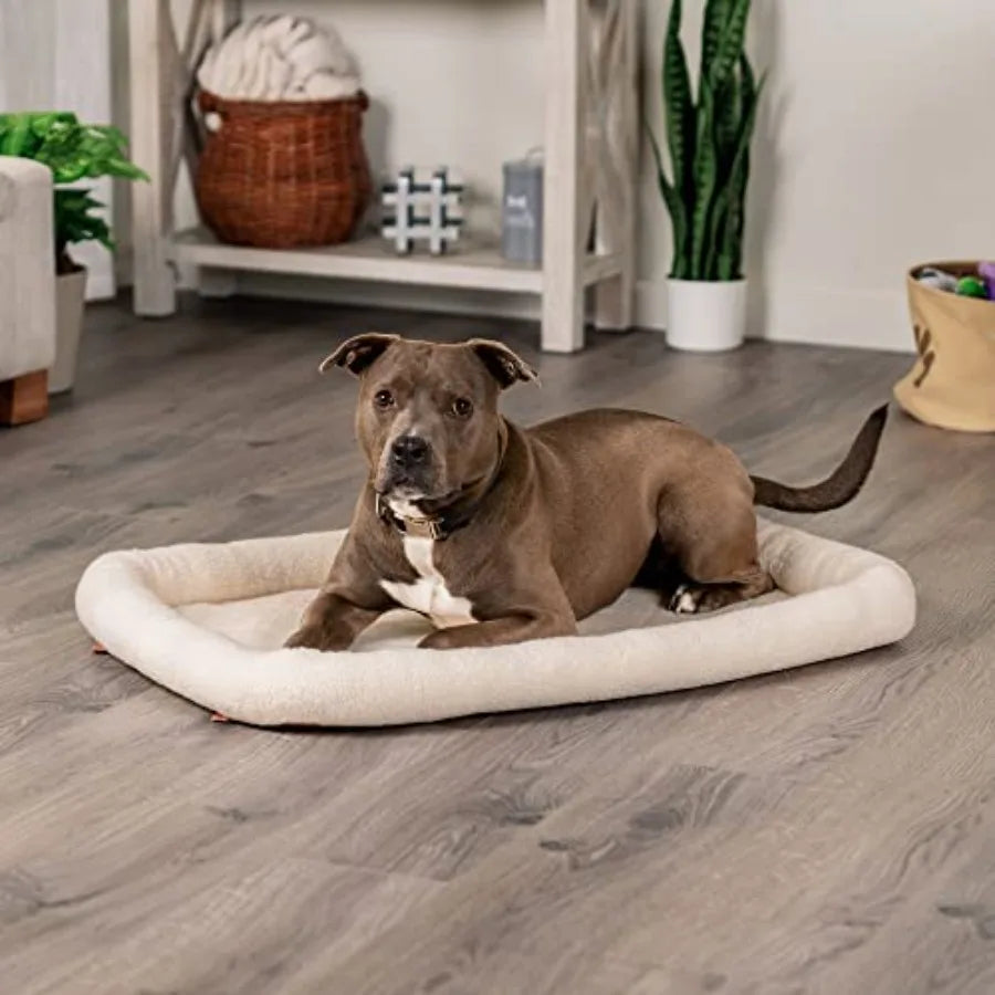 Dog Bed 100% Washable, Sized to Fit Crates - Sherpa Fleece Bolster Crate Pad