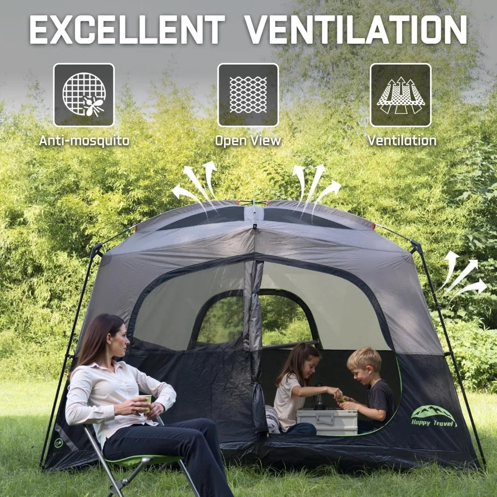 6 Person Waterproof Camping Tent, Easy Setup Family Cabin with Rainfly, Portable for Outdoor Adventures