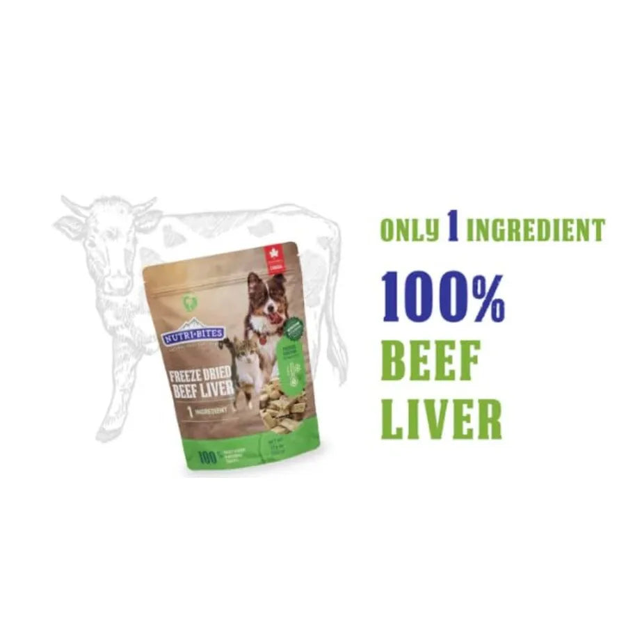 Freeze-Dried Beef Liver Dog and Cat Treats Healthy Pet Training Treats or Food Topper All Natural, Single Ingredient, High Protein