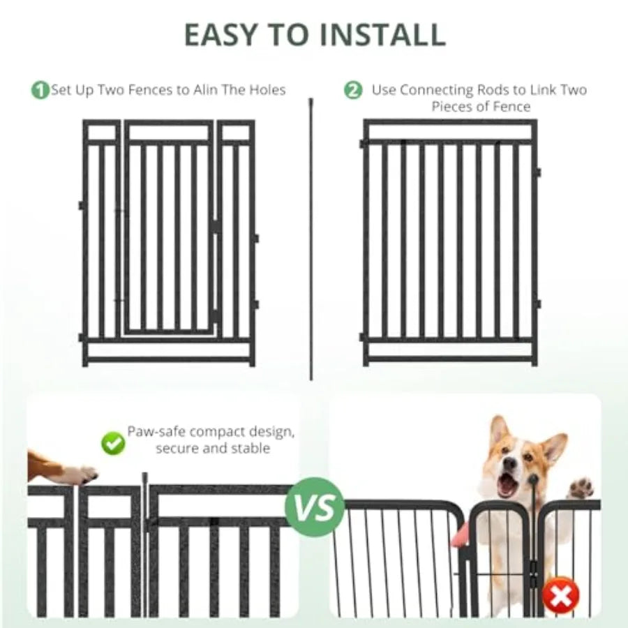 Dog Fence Outdoor for Yard Dog Playpen Indoor 40 Height 16 Panels Portable Puppy Playpen Dog Kennel for RV Camping Black Silver