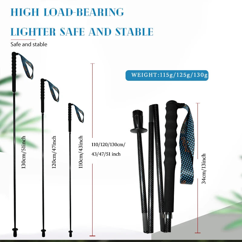 Local + Carbon City Walking Running Sticks Lightweight T800 Carbon Fiber Collapsible Telescopic Pole Hiking Cane Trekking Poles