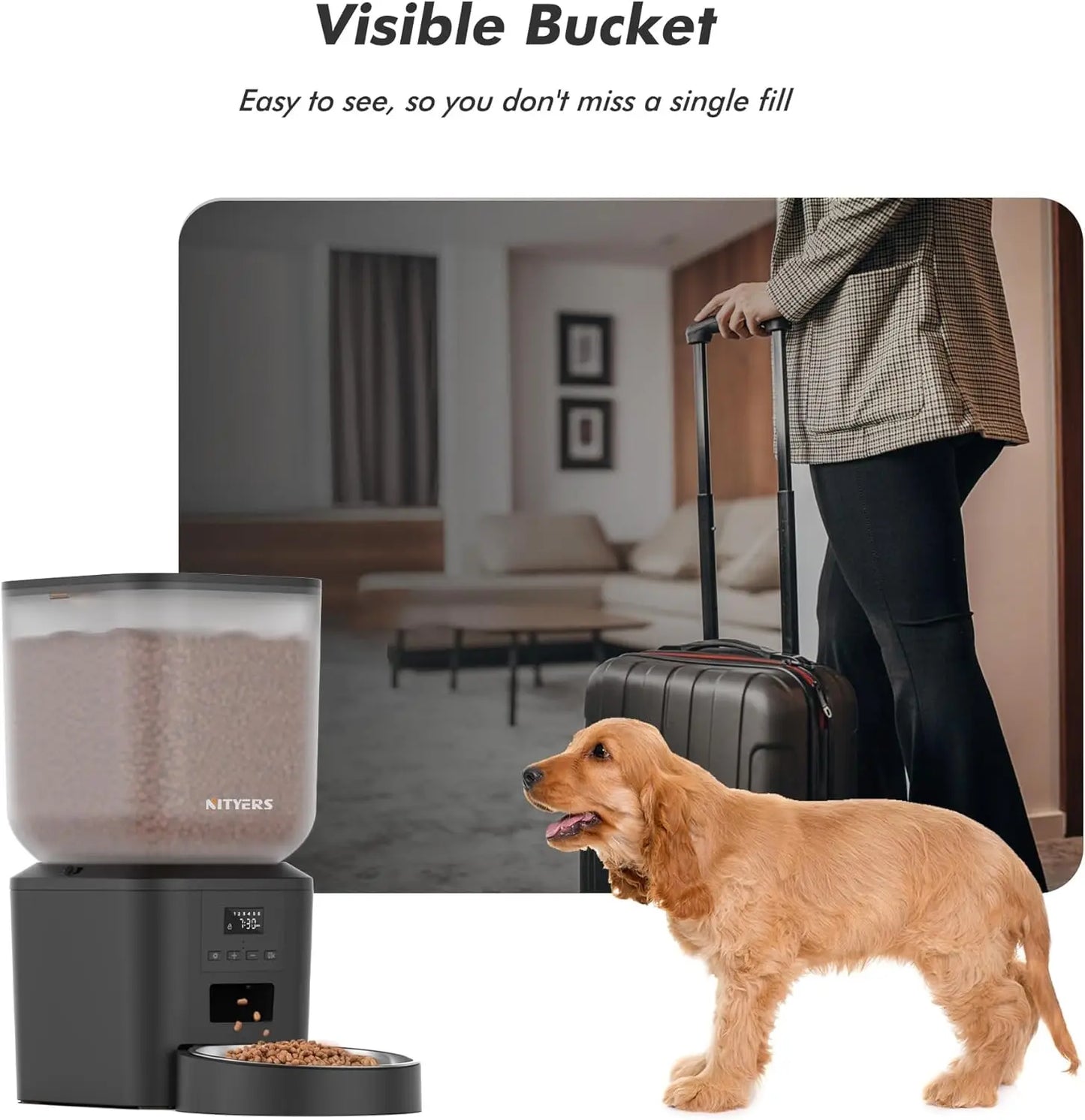 8L Automatic Dog Feeder, Smart Pet Food Dispenser with Key Control, Voice Recorder, Dual Power Supply, Timed Auto Cat Feeder with Stainless Steel Bowl