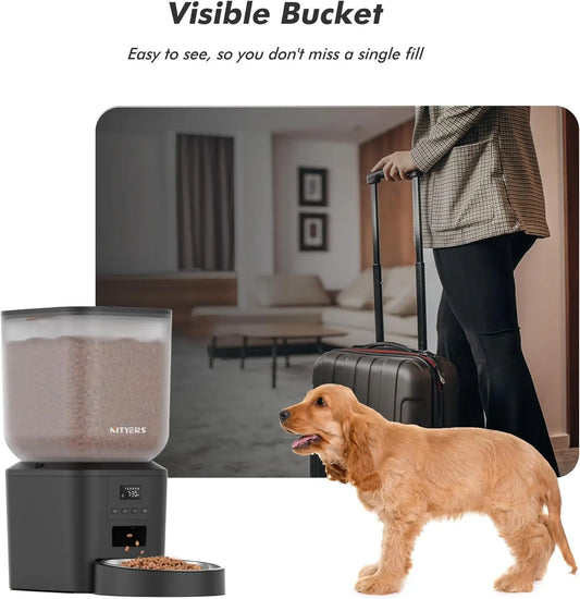 8L Automatic Dog Feeder, Smart Pet Food Dispenser with Key Control, Voice Recorder, Dual Power Supply, Timed Auto Cat Feeder with Stainless Steel Bowl