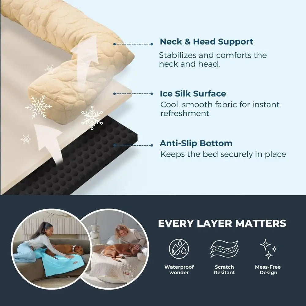 Cooling Dog Bed Ice Silk Summer Comfort, Self Cooling, Non-Slip Dog Cover, Durable & Washable, Bed for Extra Large Dogs